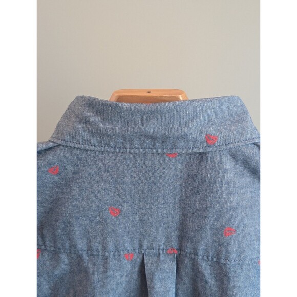 Men's Sailboat Pattern Short Sleeve Button Down Shirt Size Medium Quiet Luxury - Picture 6 of 9